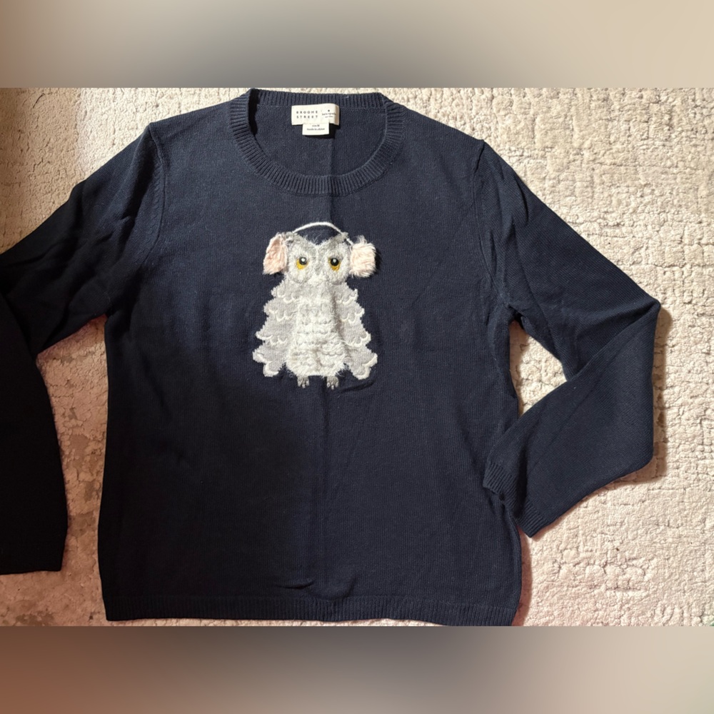 Kate Spade Midnight Blue Sweater with Owl Motif